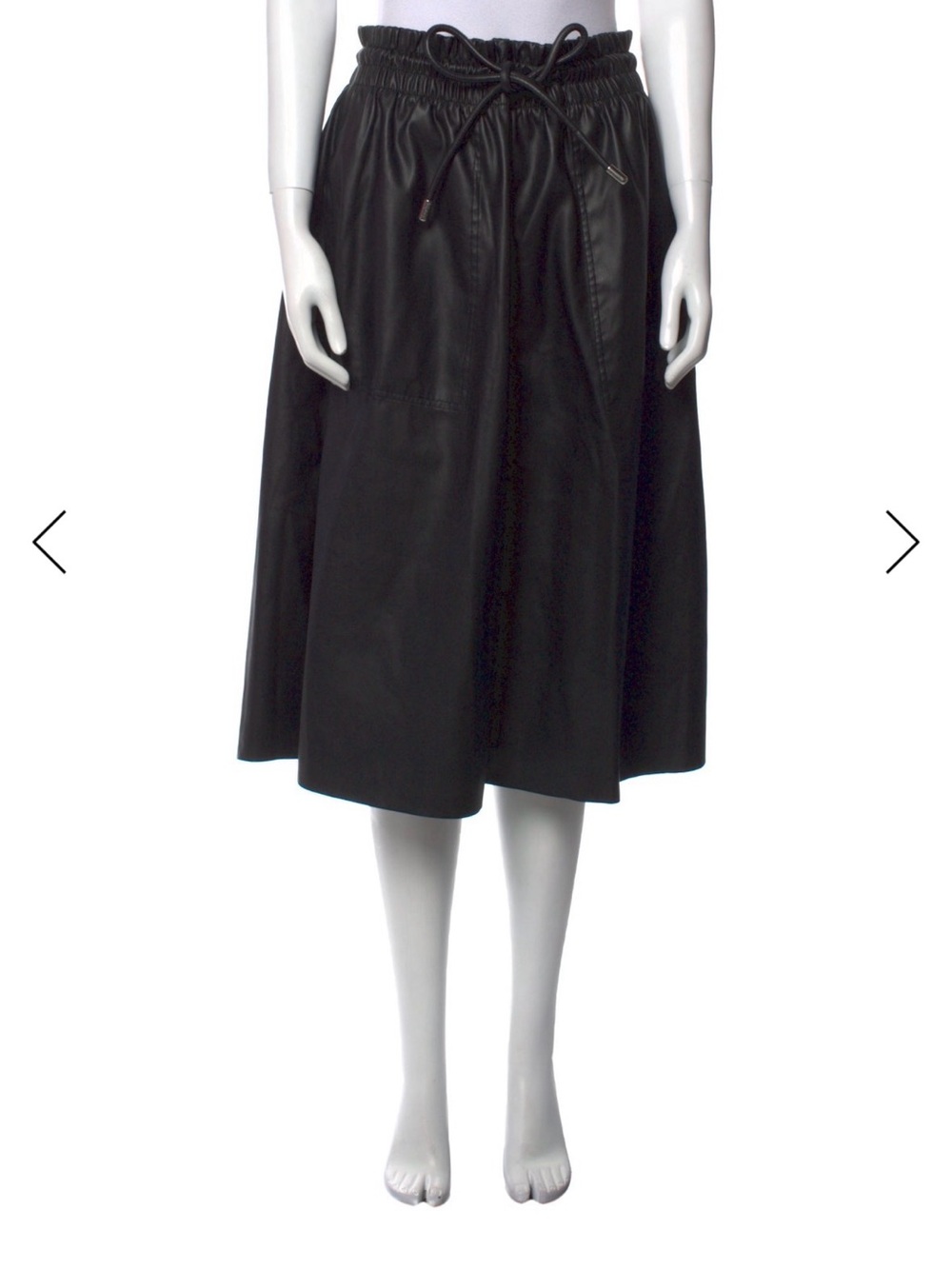 Proenza Schouler Black Leather Drawstring Midi Skirt